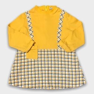 Mustard Yellow  Long Sleeve Cotton Dress